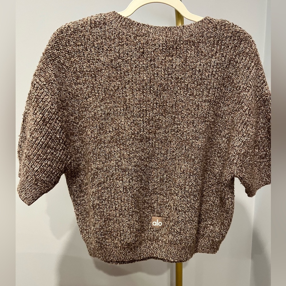ALO Yoga Textured Brown Knit Sweater